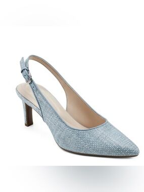Easy Spirit Light Blue Pointed Toe Slingback Mid Heels